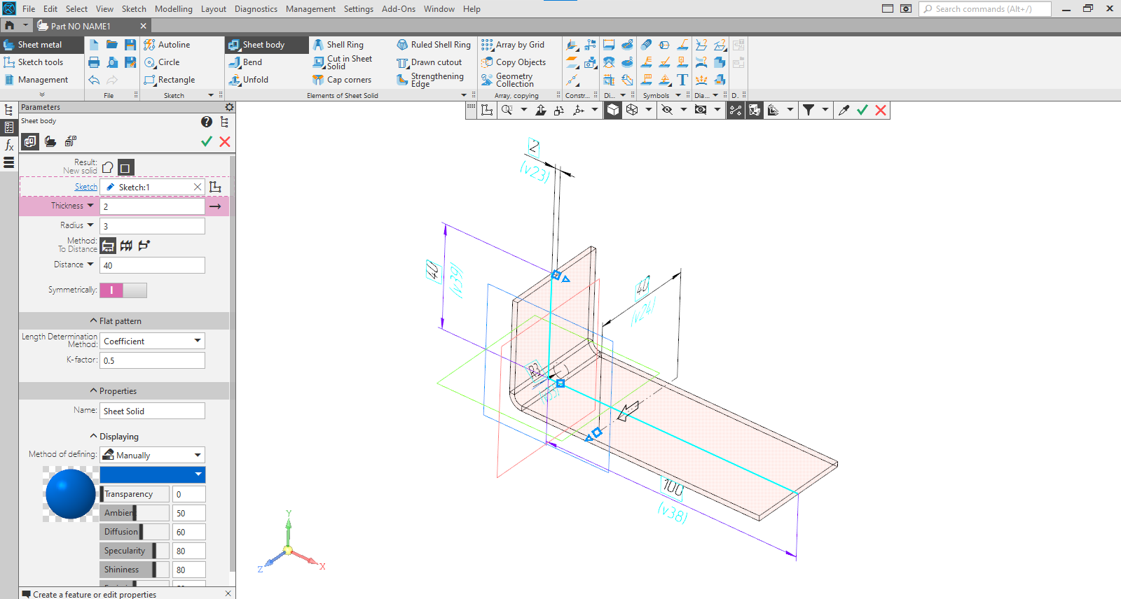 Sheet metal body in KOMPAS-3D