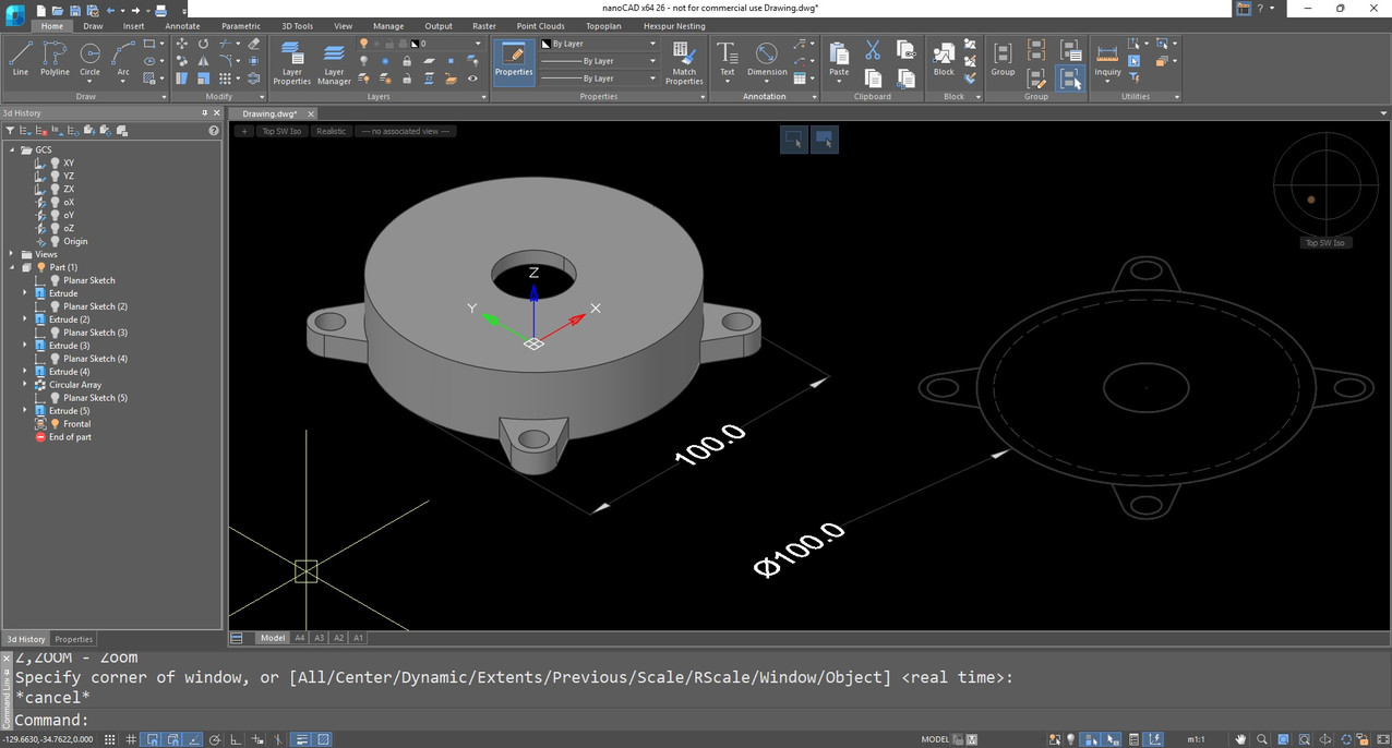 Associative drawing from a 3D model