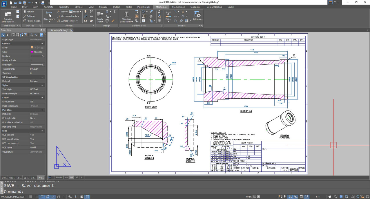 Standards-based mechanical drawing