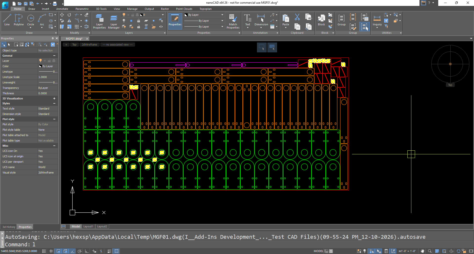 Nested sheet layout in nanoCAD